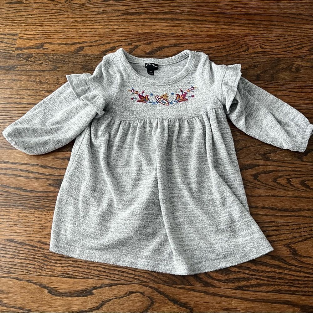 🍭6/$30 Art Class Embroidered Warm Cozy Long Sleeve Toddler Girl Dress - 18 m